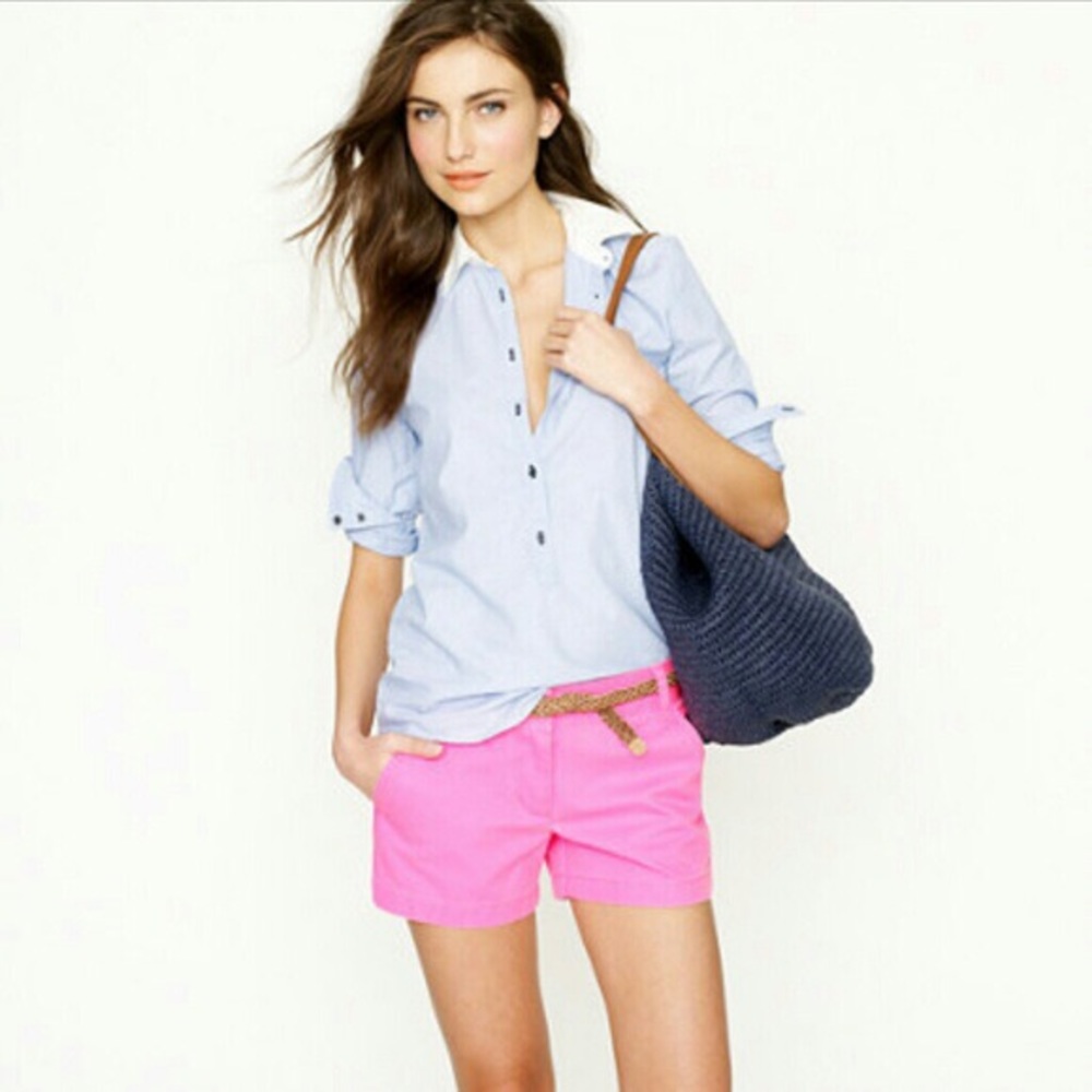 J-crew neon pink chino shorts