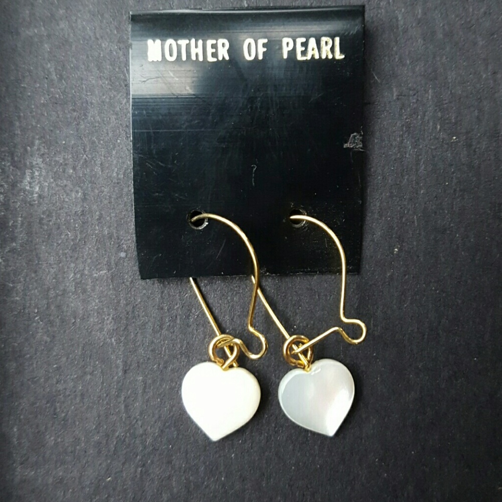 Mother of Pearl Heart Earrings