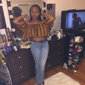 Off the shoulder African print Top.