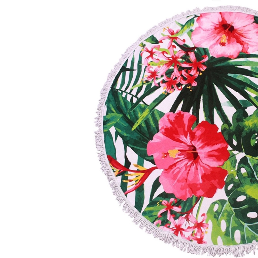 Round Beach Towel ( Cotton ) Flower Print