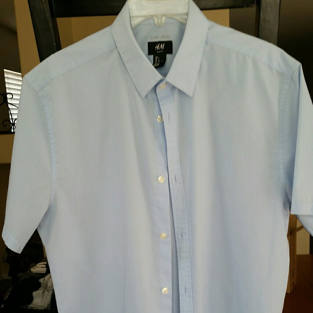 H&M~ Easy Iron, baby blue dress shirt