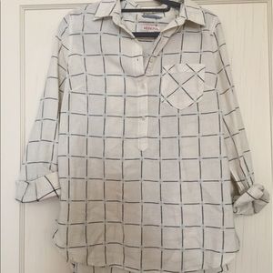 Pullover blouse - windowpane like pattern