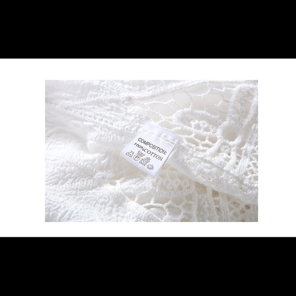 HP! 1LEFT! Crochet Lace Cotton Cover Up Mini Dress - Picture 5 of 5