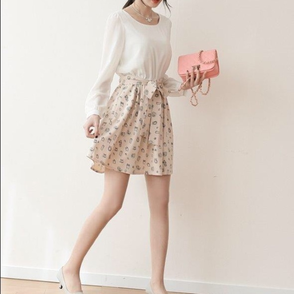 Cream Chiffon owl dress free shipping