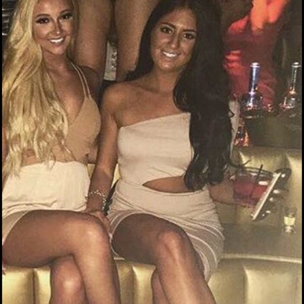 Asymmetrical side slit club dress