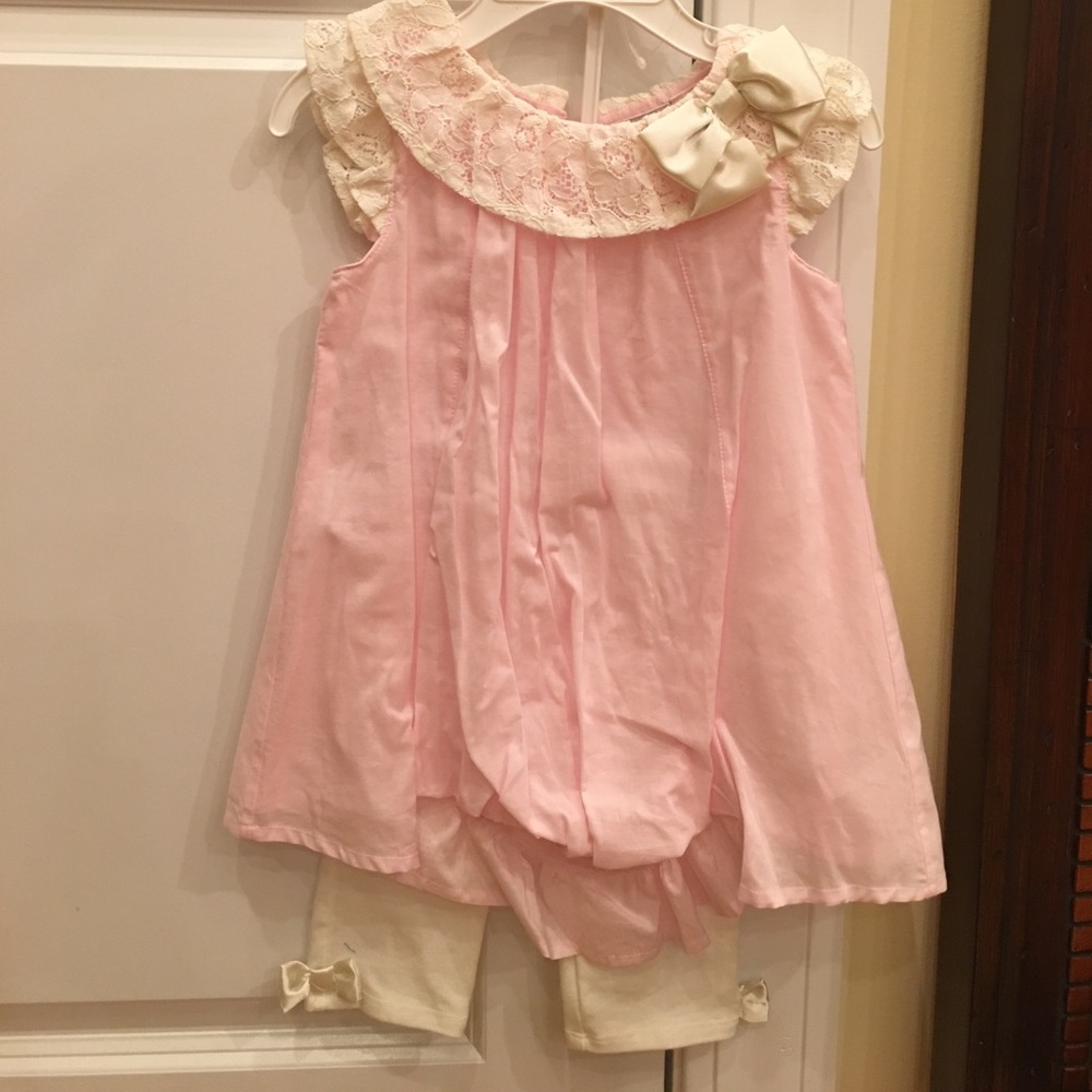 Maggie & Zoe pink dress shirt white Capri set nwt!