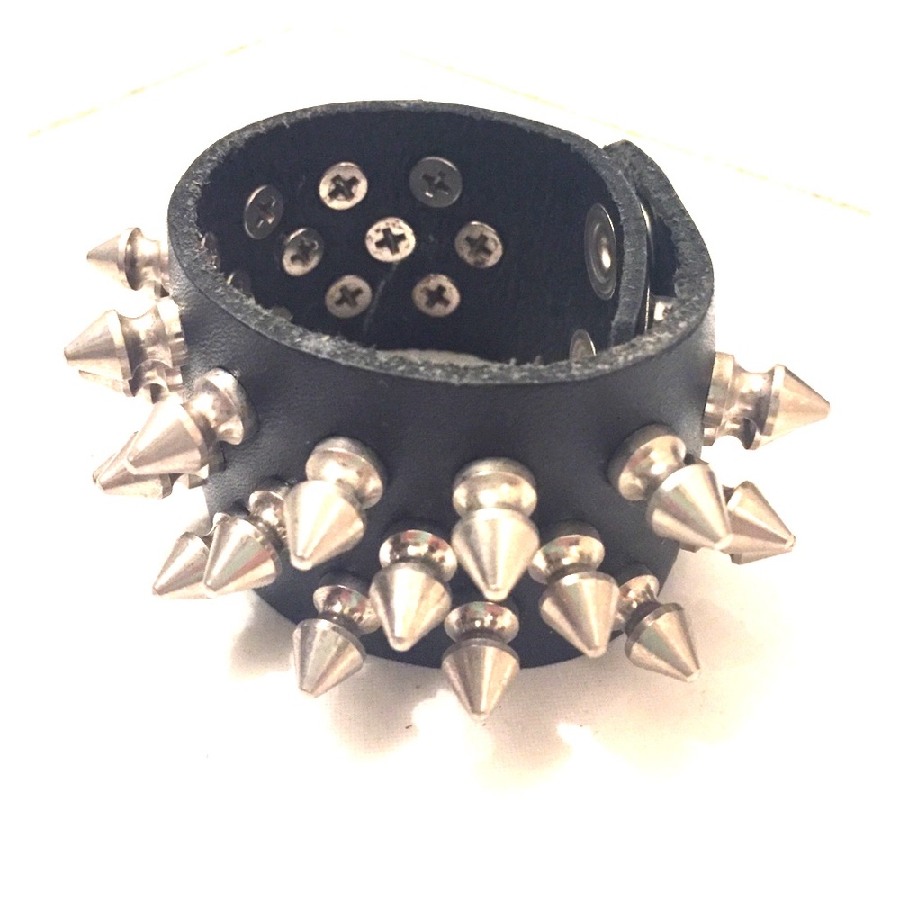 Black leather spikey cuffs