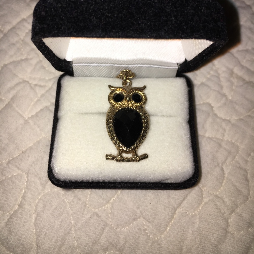 Black & Gold Owl Necklace