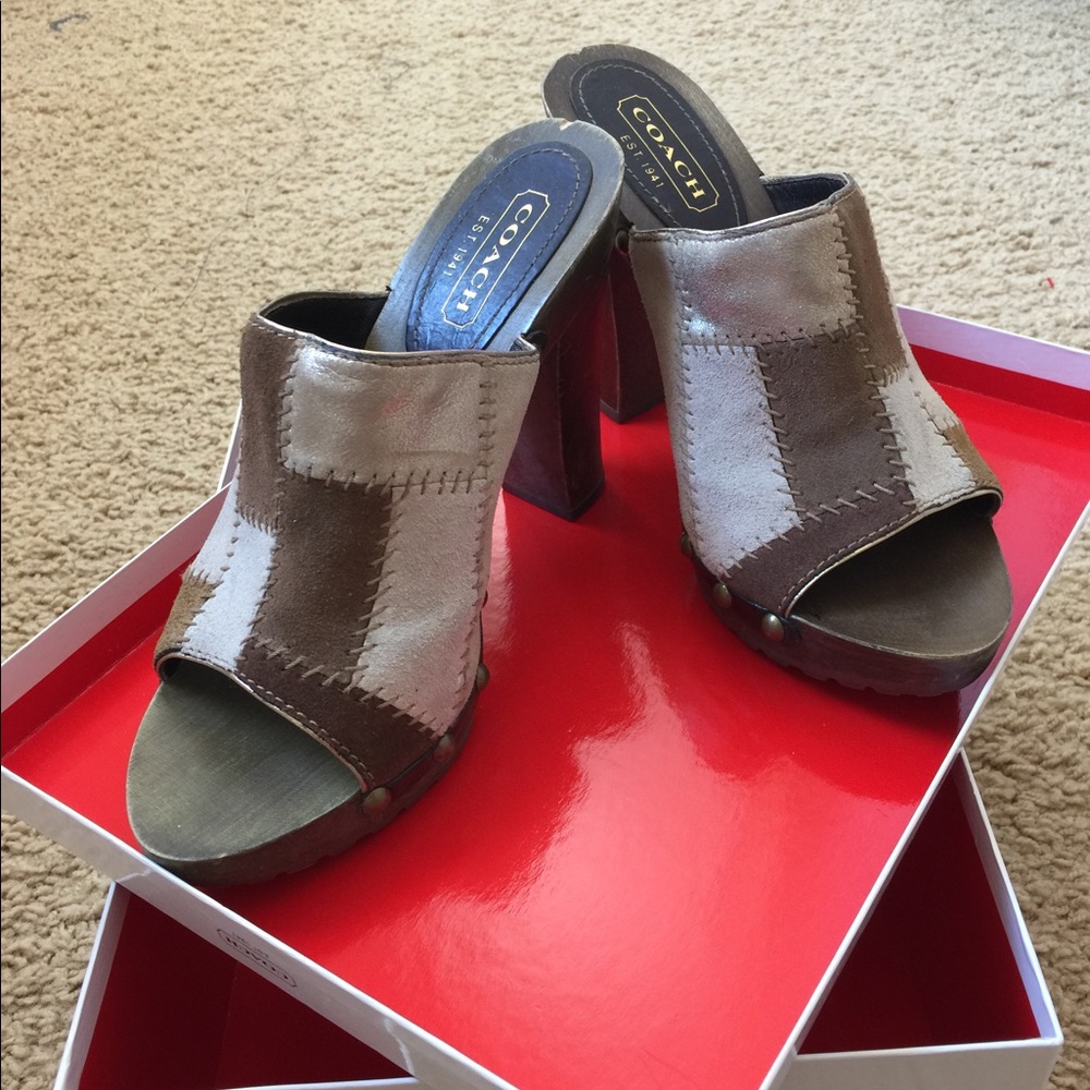 Multi-color patch Coach Clogs