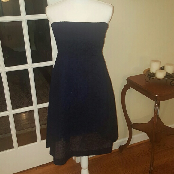 J. Crew Dresses & Skirts - J.Crew navy crinkle strapless dress size 6