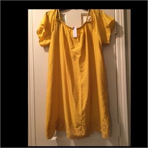 Mustard Yellow Off The Shoulder Ruffle Dress