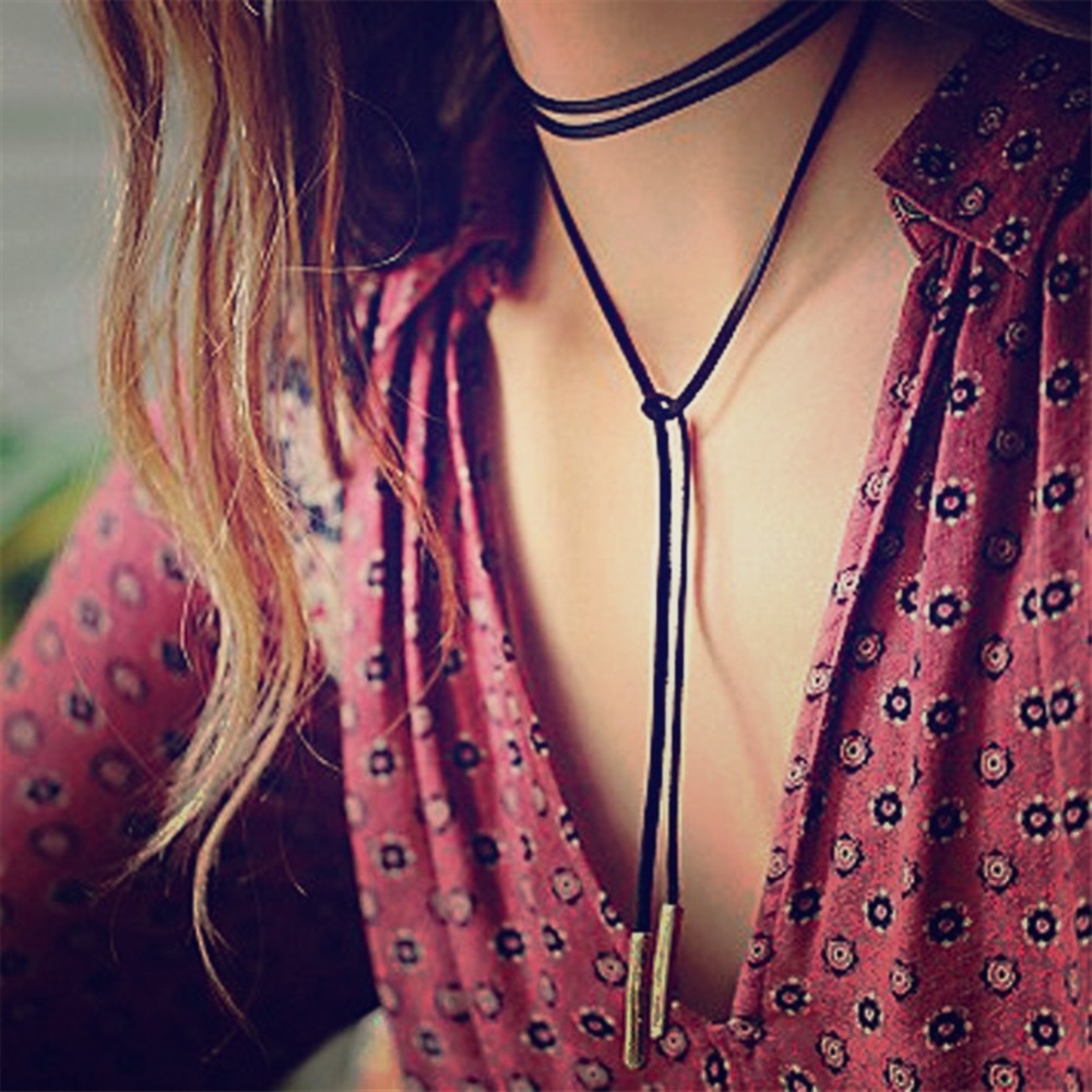 Boho Gypsy Black Adjustable Choker Necklace