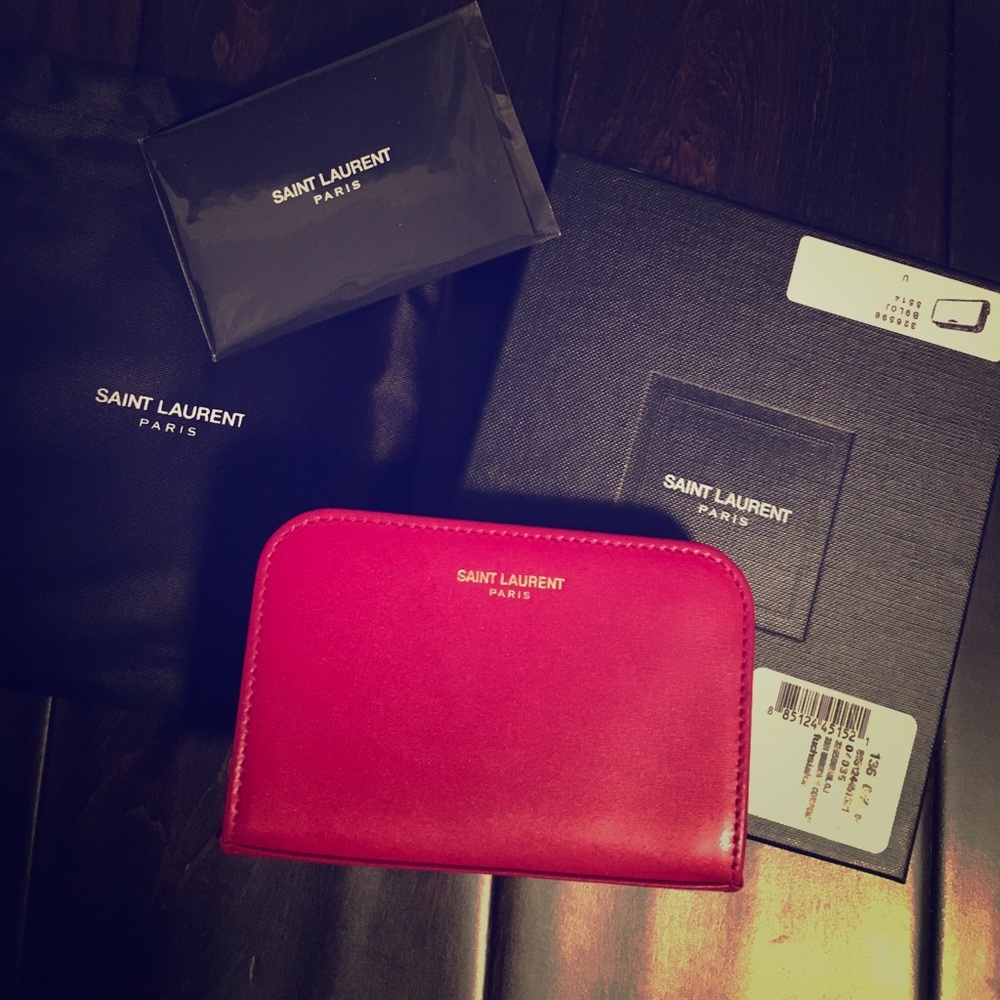 Authentic fushia YSL coin purse/cc holder!