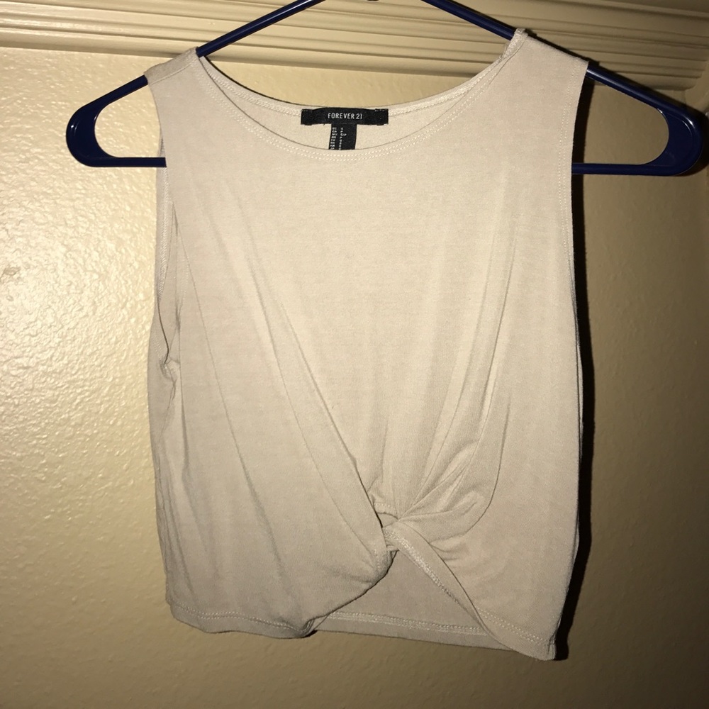 Nude Tie-Front Crop Top