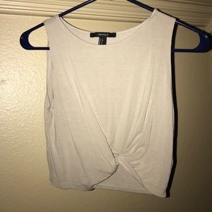 Nude Tie-Front Crop Top