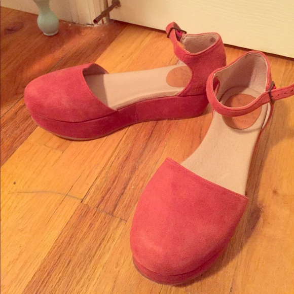 Free People Shoes - Gee WaWa Muted Red Suede Platform Mary Janes