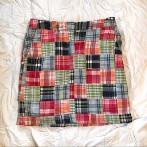LLBean Madras plaid patchwork skirt size 14P