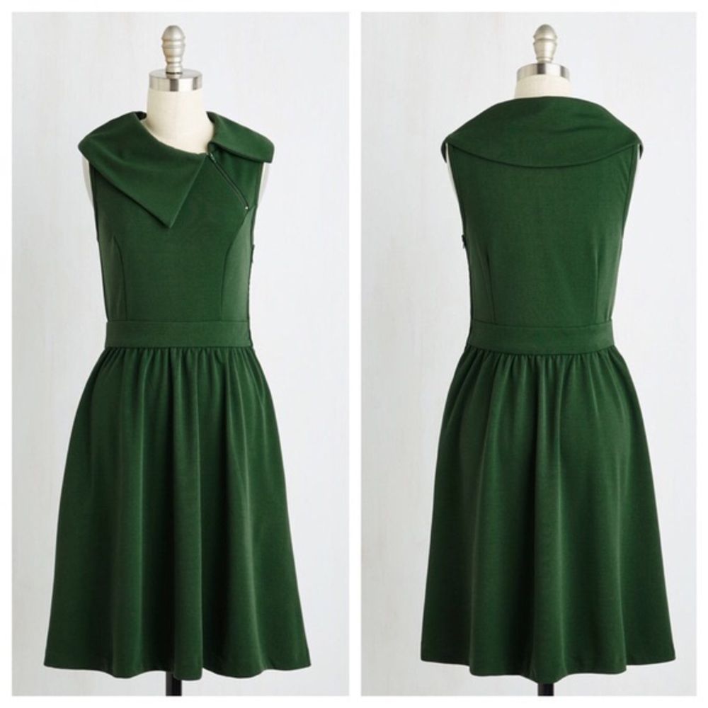 Vintage Feel Green Dress with pockets