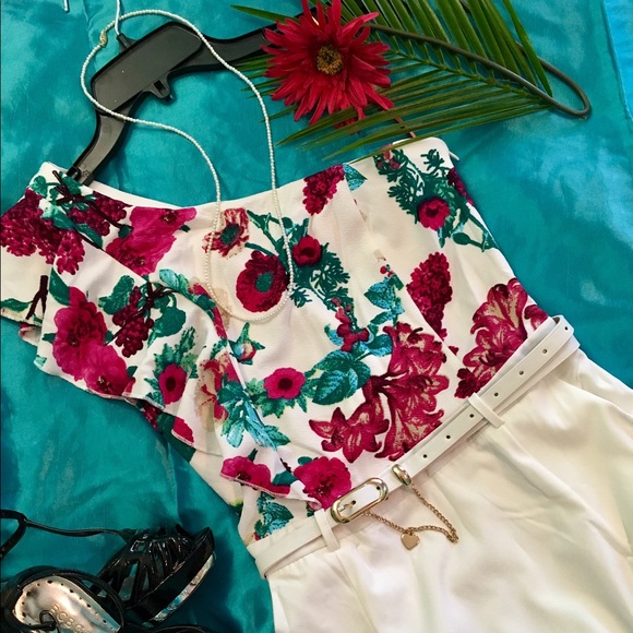 *CLEARANCE* One Shoulder Floral Ruffle Mini Dress - Picture 2 of 4