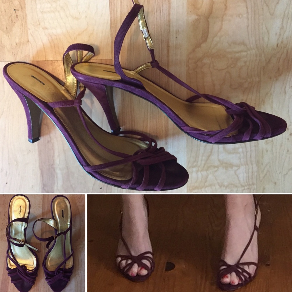 J.Crew Purple Suede Strappy Heels Size 8