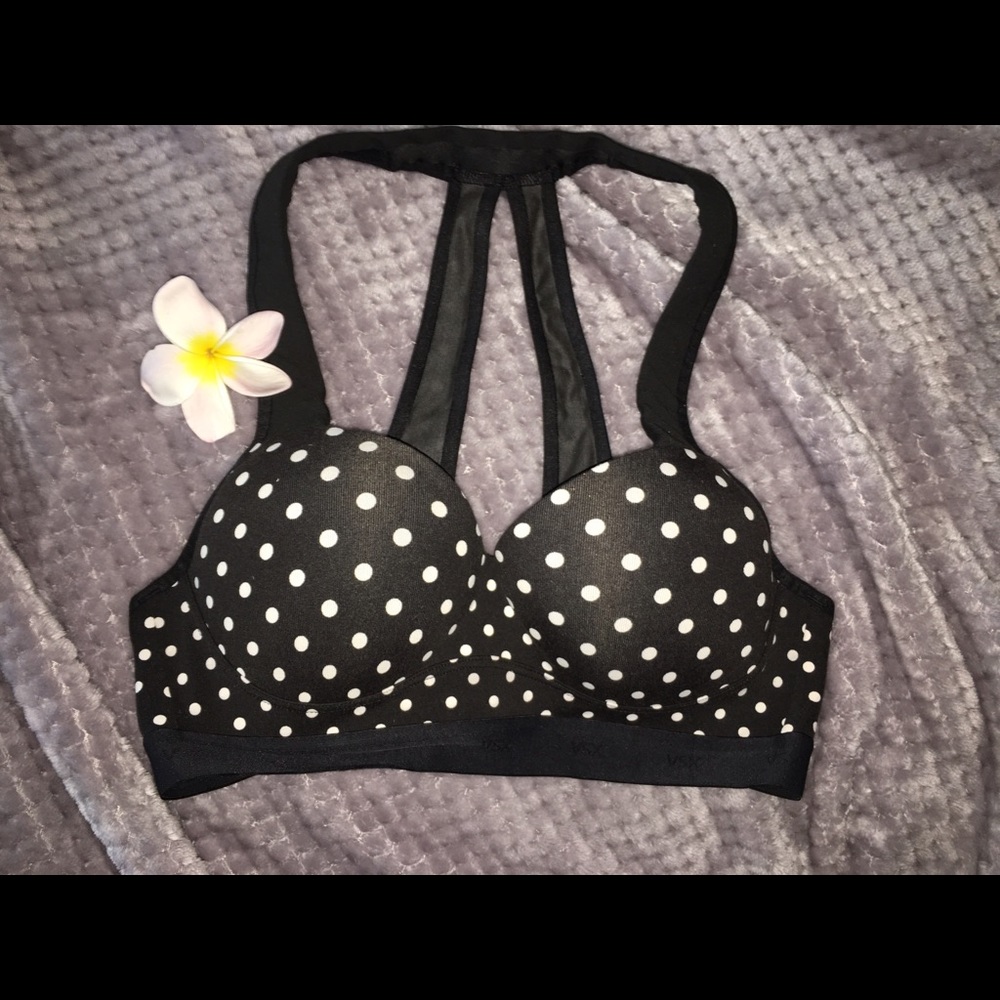 34B VSX Sexy Sport Push Up Sports Bra, Polka Dot