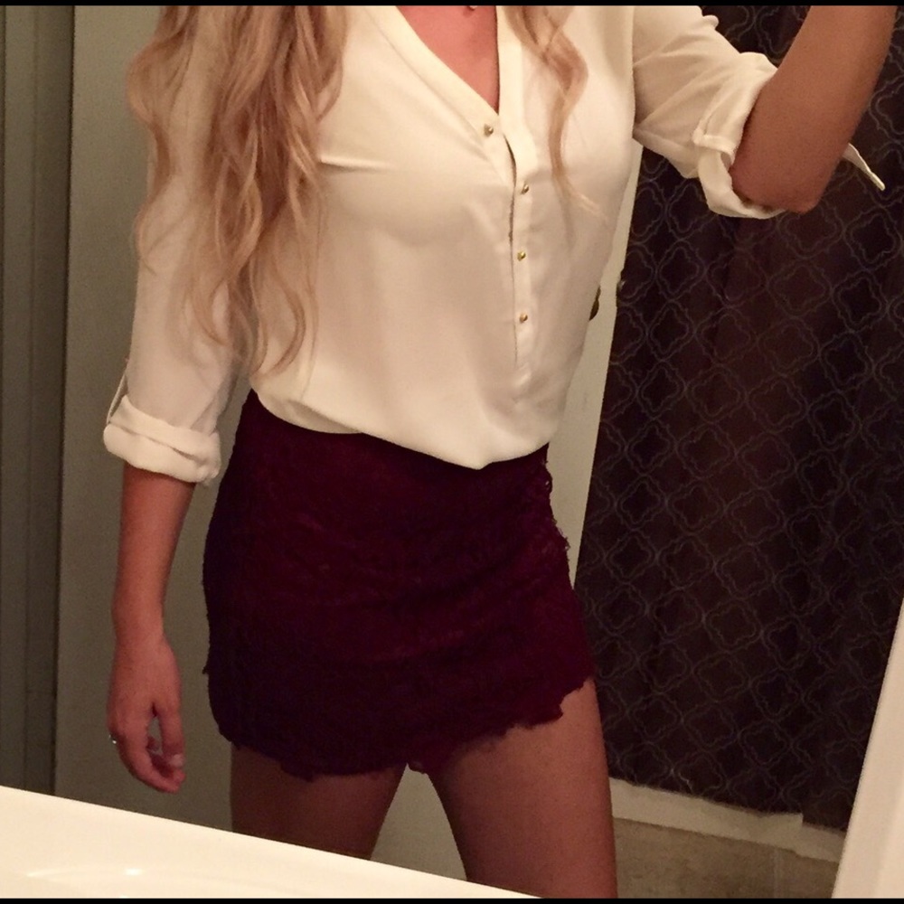 NWT lace burgundy skirt