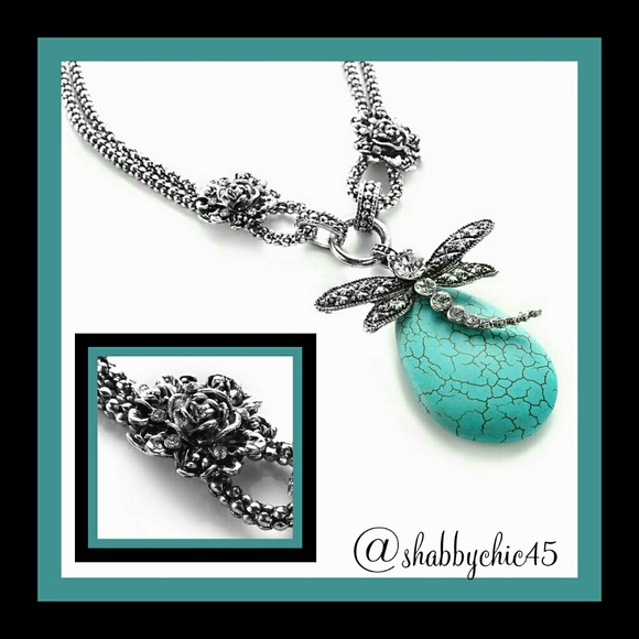 Novadab Jewelry - Boho Chic! Dragonfly Tibet Turquoise Stmt Necklace Novadab Jewelry - Boho Chic! Dragonfly Tibet Turquoise Stmt Necklace