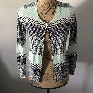 Talbots Polka Dot Thin Knit Button Up Cardigan