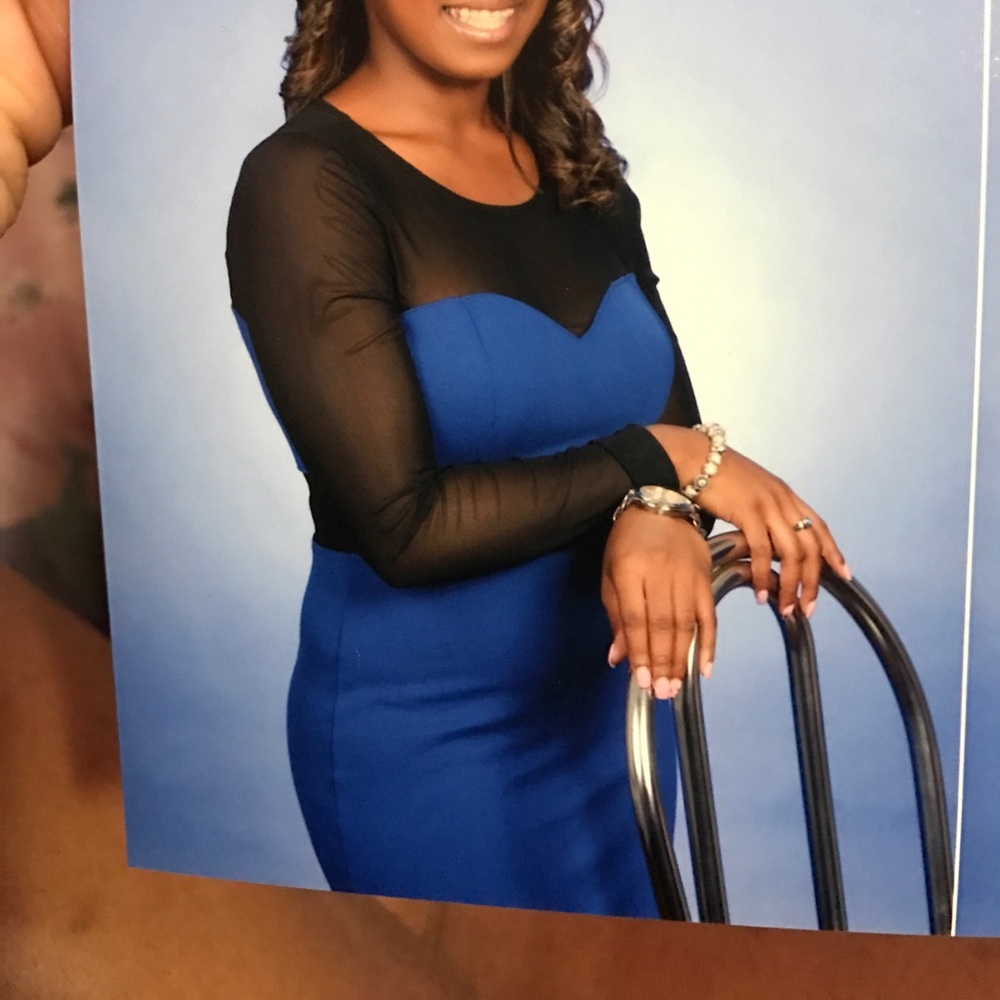 Blue and black short dress