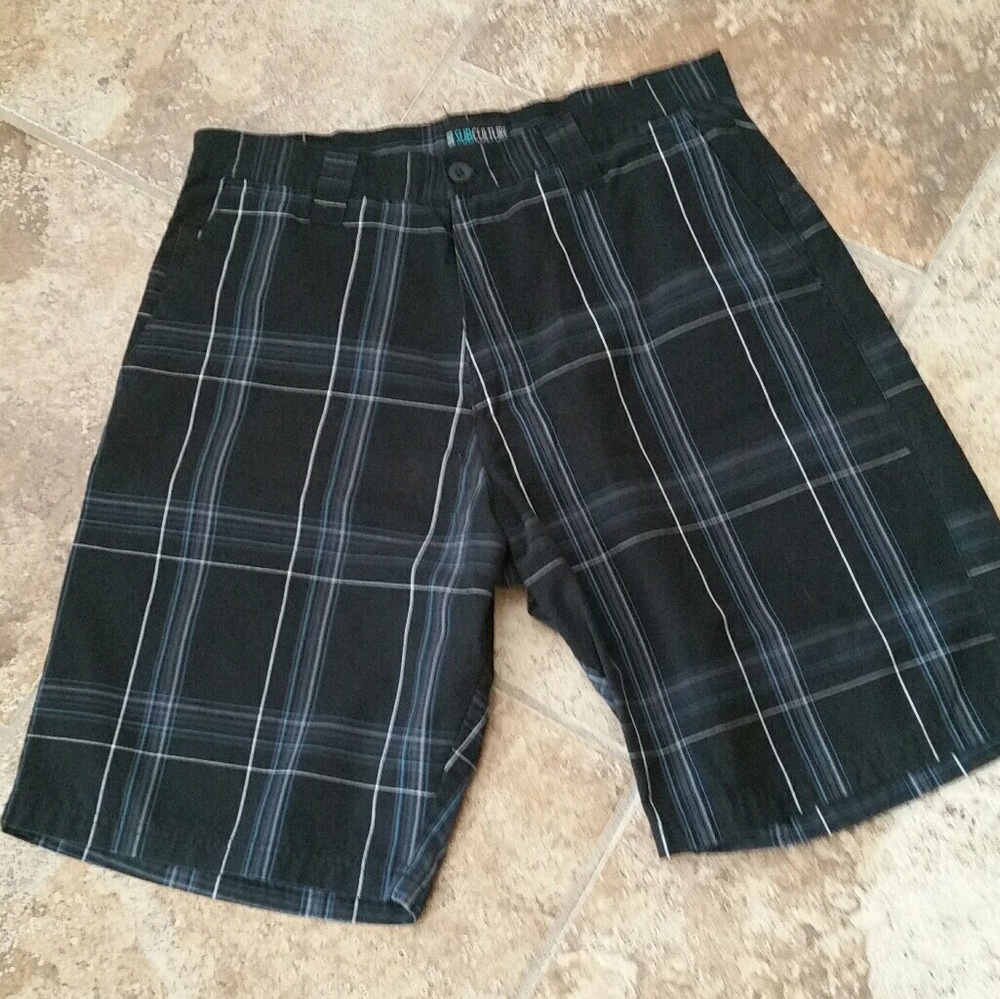Subculture ~ Black, blue & grey checked shorts