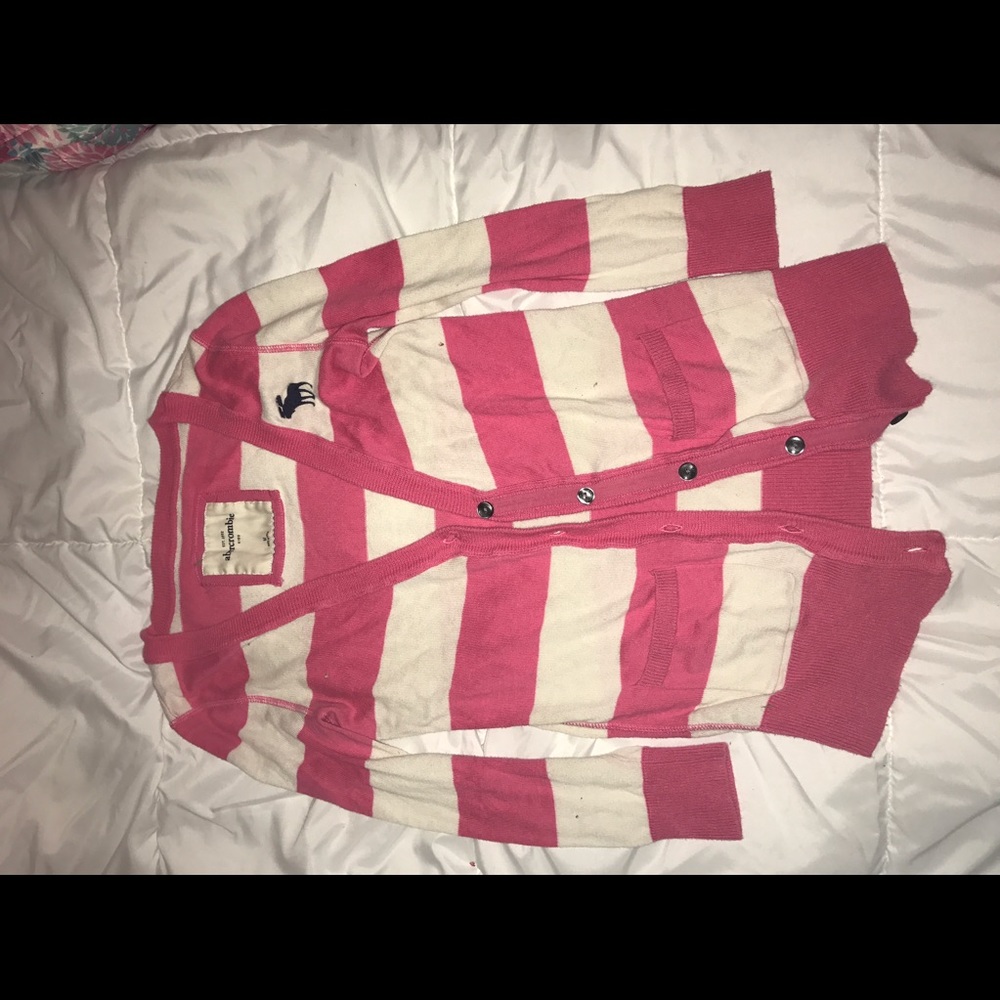 Abercrombie pink and white shirt