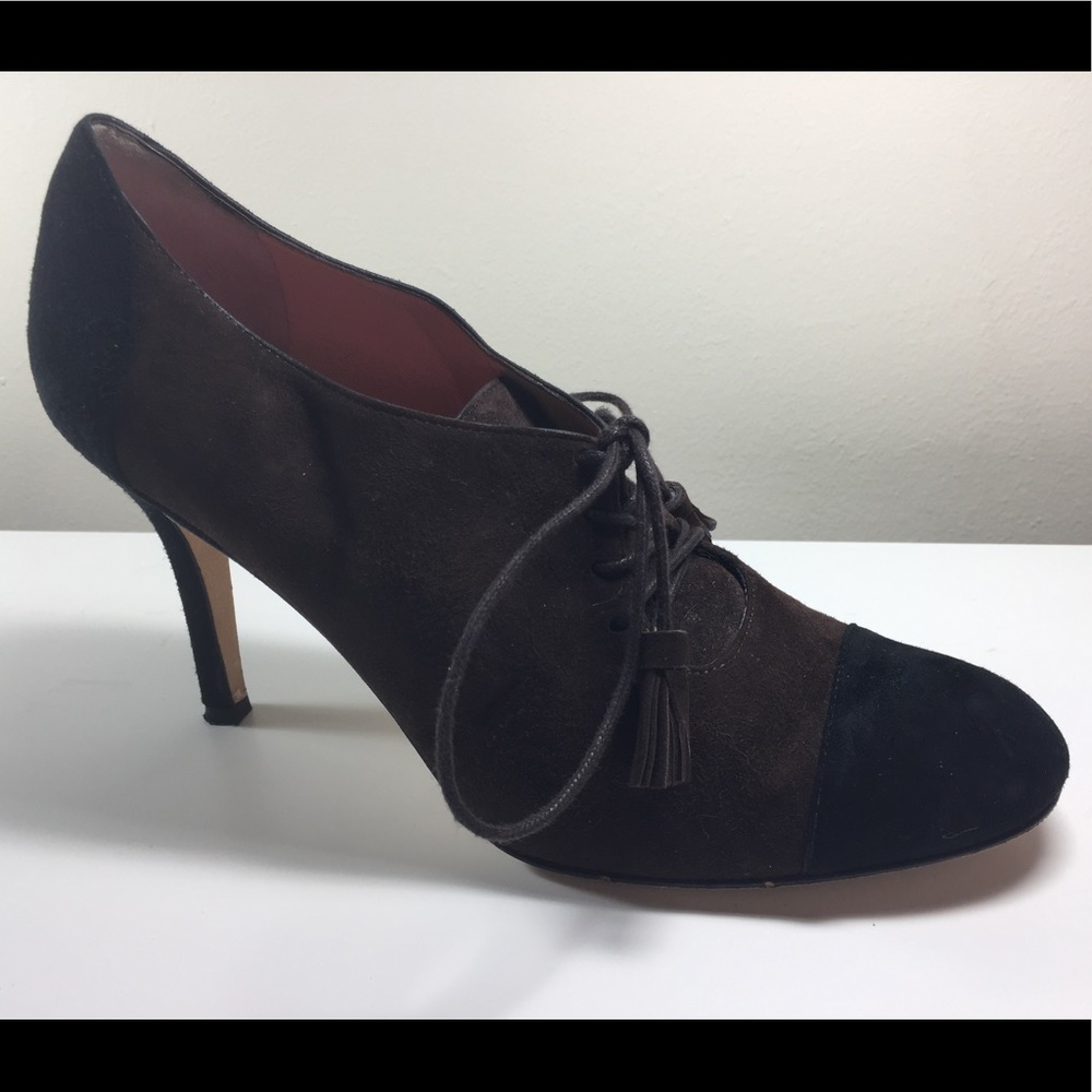 New Kate Spade Brown & Black Suede Lace up heels 8