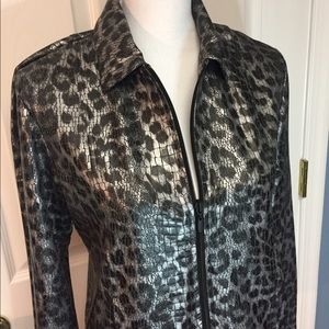 Chico's jacket, silver and black animal print