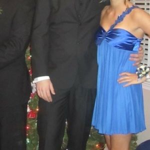 Blue Crossover Strap Dress