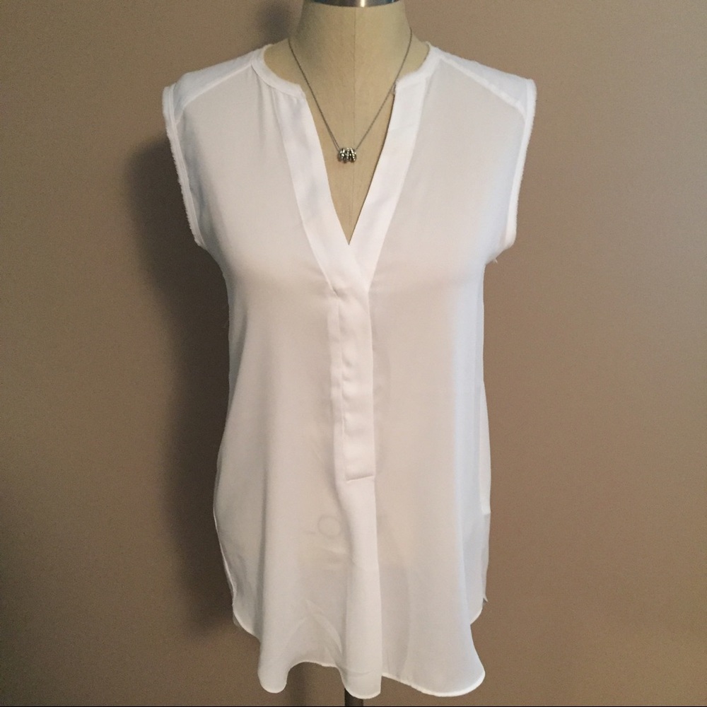 H&M White High Low Sleeveless Tunic Sz6