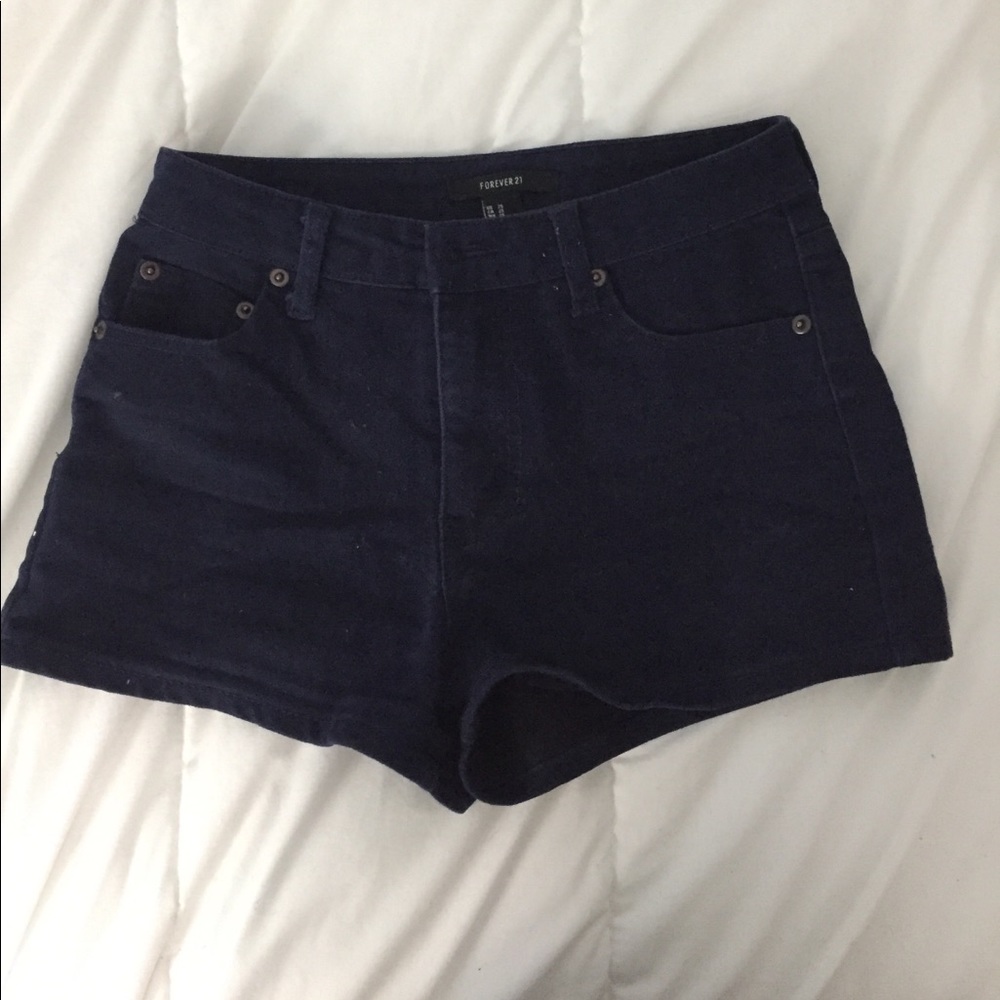 FOREVER 21 NAVY HIGH WAISTED SHORTS SIZE W 25