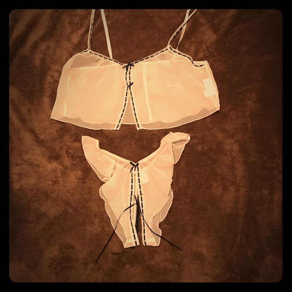 SuperSexy Pink Chiffon 2-Piece Crop-Top Negligee