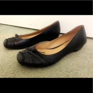 Black Leather Flats