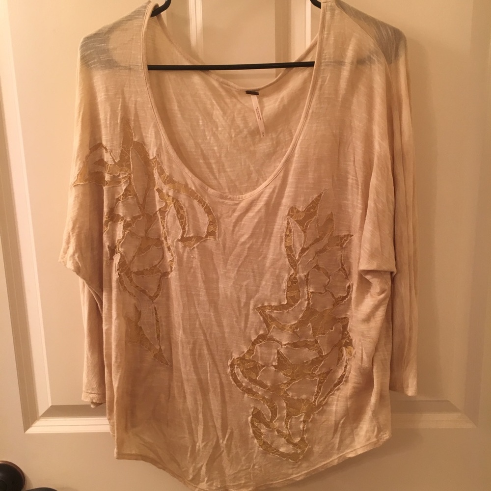 Free People Cream Lace Top