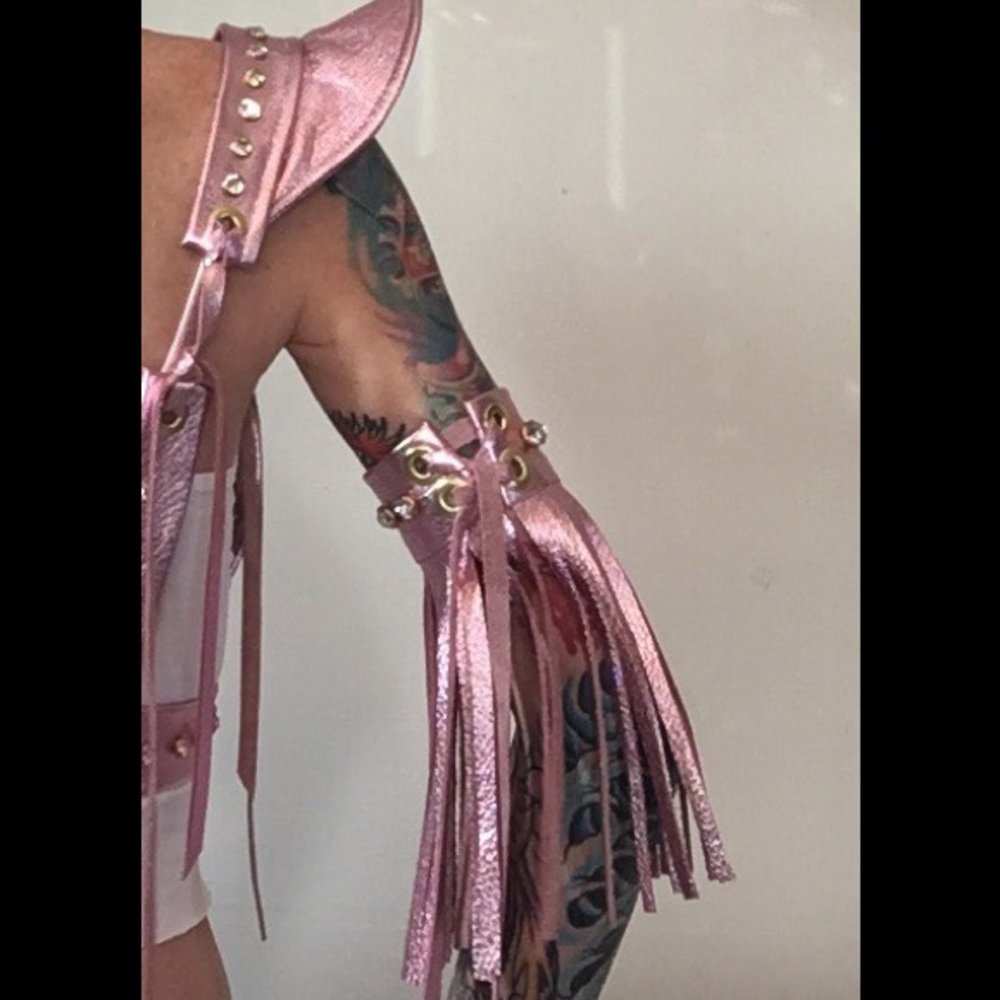 PINK DEERSKIN FRINGE ARMBANDS!!
