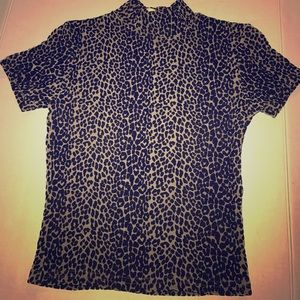 Pullover Short Sleeve Cheetah Print Top