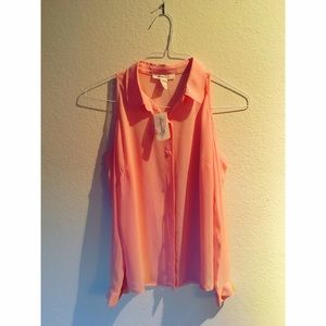 Open Shoulders Button Down Blouse