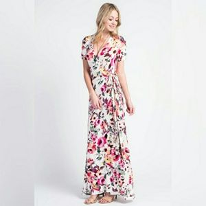 Vera Maxi Wrap Dress Flower Medium
