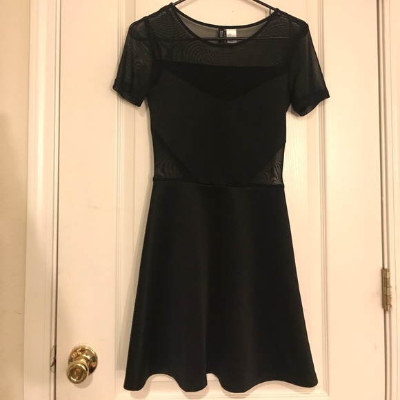 Black Mesh Cutout Dress - Picture 1 of 4