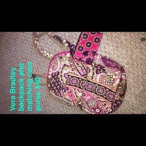 Vera Bradley back and matching coin purse.