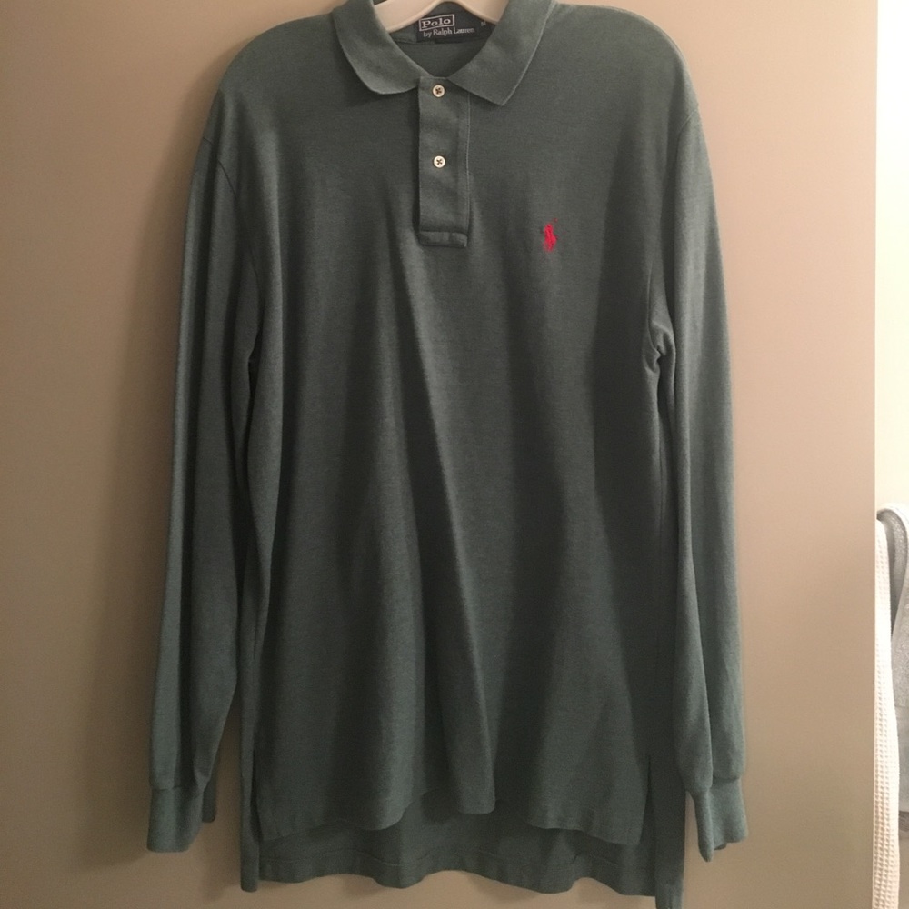 Polo Ralph Lauren Long Sleeve Green Polo. Size M