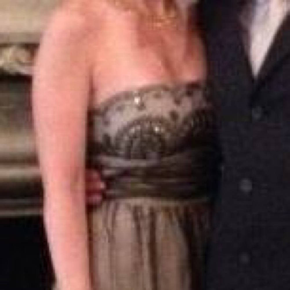 Black strapless beaded formal dress