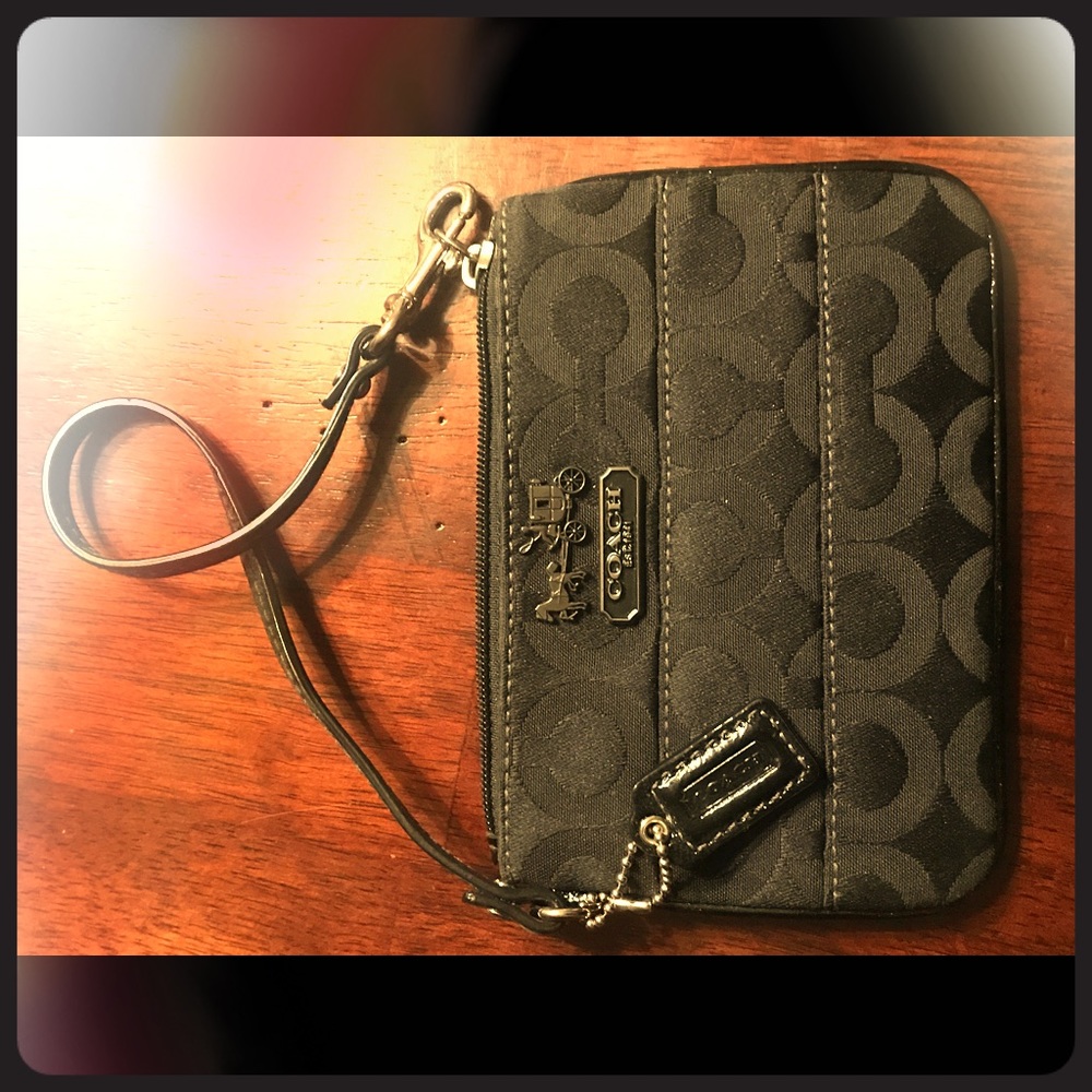 Coach black signature wristlet