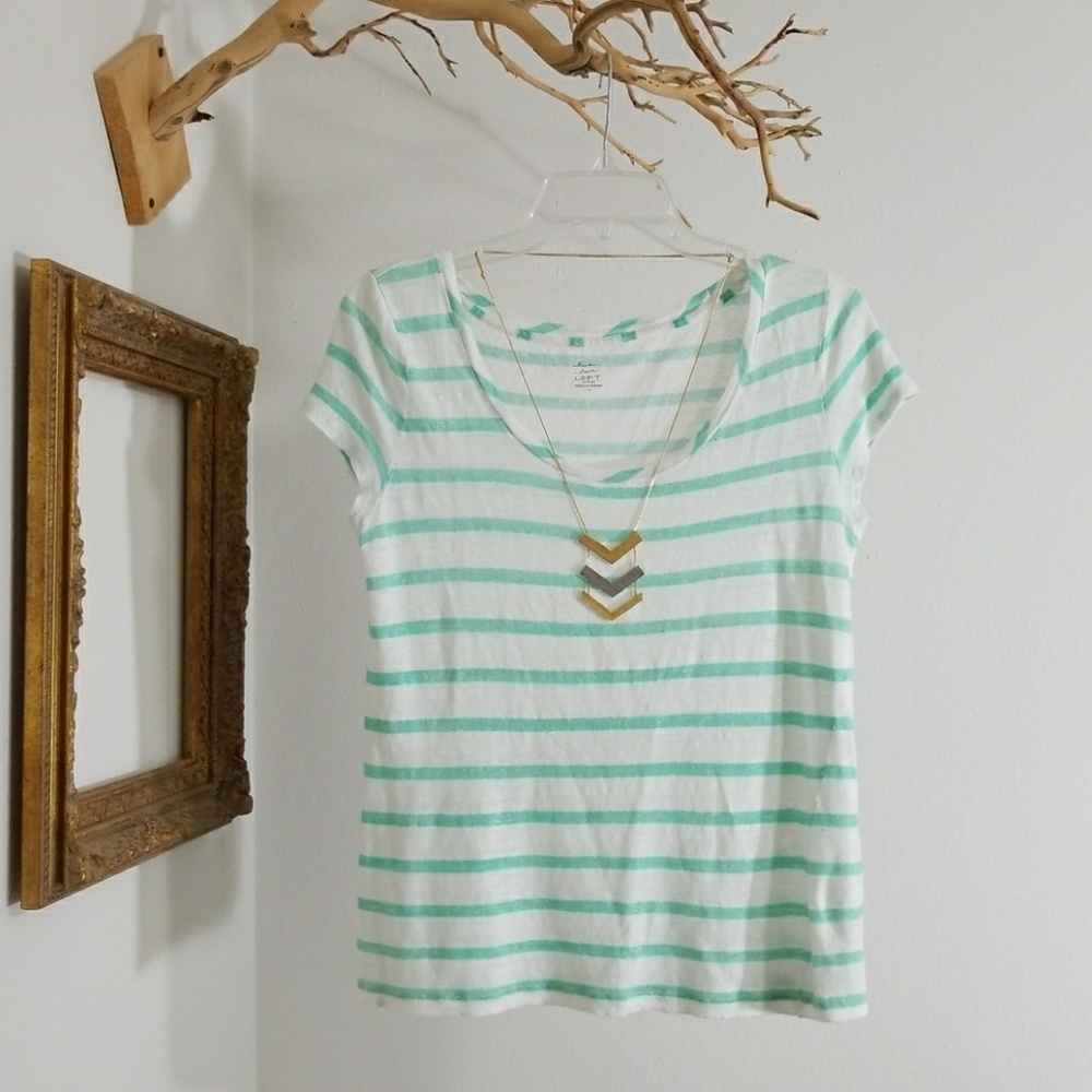Mint Stripe Linen Tee