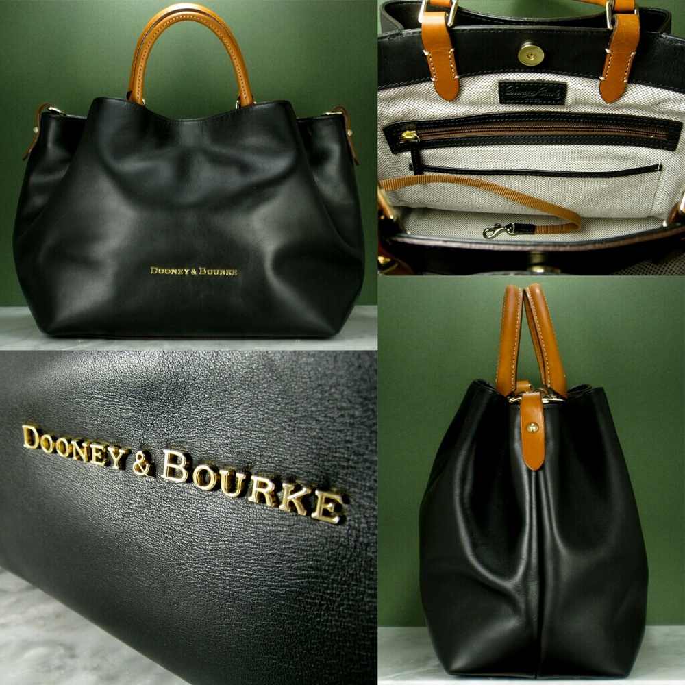 Black Leather Dooney & Bourke Satchel Handbag